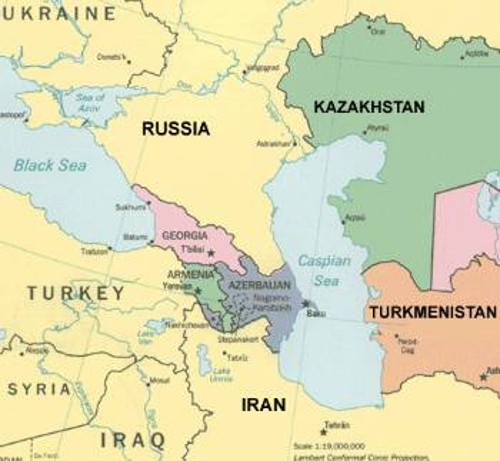 Η Κασπία θάλασσα με τη μεγάλη γεωστρατηγική της θέση είναι το σύνορο για πέντε χώρες (Ρωσία, Καζακστάν, Τουρκμενιστάν, Ιράν, Αζερμπαϊτζάν) και βρίσκεται στο επίκεντρο των ενδοϊμπεριαλιστικών ανταγωνισμών