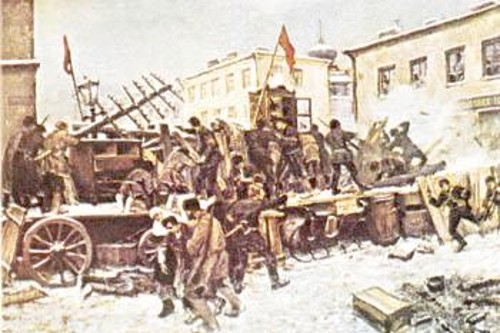 Δεκέμβρης 1905: Ενοπλη εξέγερση στη Μόσχα. Πίνακας του Ι. Βλαδιμίροφ