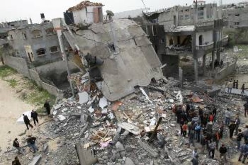 Κατεστραμμένο σπίτι από ισραηλινή αεροπορική επιδρομή την Κυριακή
