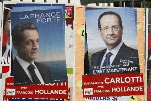 Οι διαχειριστές της Γαλλίας με τον επικρατέστερο Ολάντ(δεξιά) να πλασάρεται ως αυτός που δήθεν θα φέρει την μεγάλη «αλλαγή» στην ΕΕ
