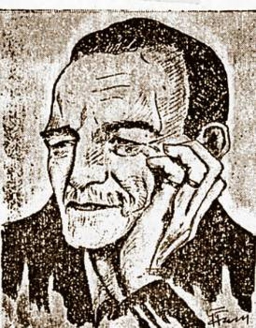 Σκίτσο-προσωπογραφία του Γρ. Ξενόπουλου, το οποίο εικονογραφούσε την πρώτη σελίδα του διηγήματός του στην «Επτανησιακή Πρωτοχρονιά 1960»