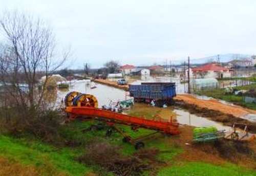 Εικόνα από τις πλημμύρες στον Παλαμά Καρδίτσας