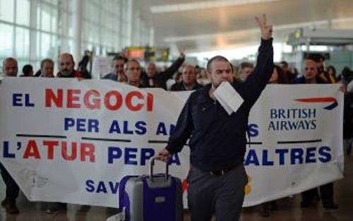 Από πρόσφατη κινητοποίηση απεργών στο αεροδρόμιο της Καταλωνίας