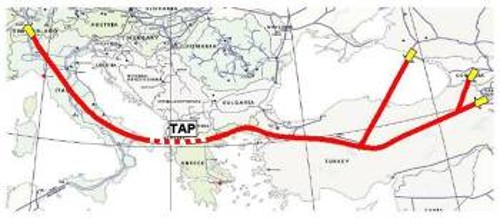 Οπως φαίνεται και στον χάρτη, ο TAP αποτελεί συνέχεια του τούρκικου δίκτυου αγωγών, που έχουν τον πρώτο λόγο στο Νότιο Διάδρομο, ανεξάρτητα από την πηγή του φυσικού αερίου
