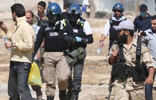 Επιθεωρητές του ΟΗΕ στη Δαμασκό, μετά την επίθεση με χημικά στις 21 Αυγούστου