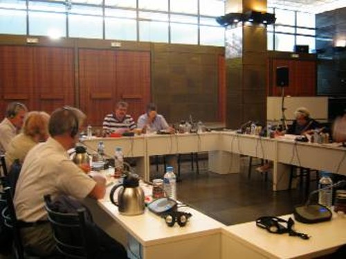 Από τη συνεδρίαση της Συντακτικής Επιτροπής της ΔΚΕ στην έδρα της ΚΕ του ΚΚΕ στον Περισσό