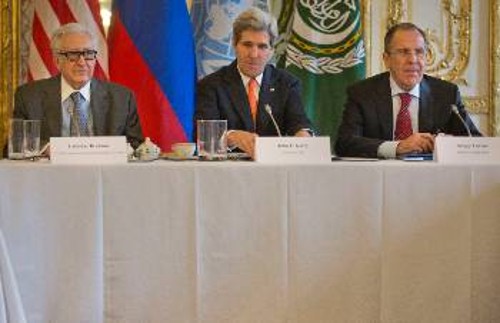 Από τη συνάντηση των ΥΠΕΞ των ΗΠΑ και της Ρωσίας, Τζ. Κέρι και Σ. Λαβρόφ με τον απεσταλμένο του ΟΗΕ και του Αραβικού Συνδέσμου, Λ. Μπραχίμι