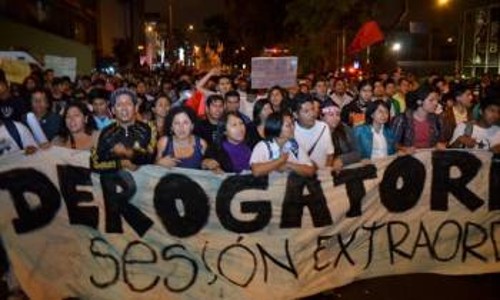 Από τη διαδήλωση της περασμένης Δευτέρας στη Λίμα