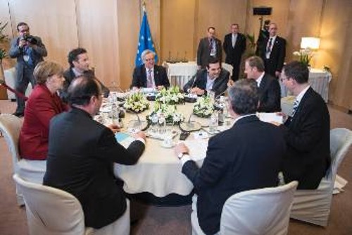 Από την πρόσφατη επταμερή συνάντηση στο πλαίσιο της Συνόδου Κορυφής, με αντικείμενο τη συμφωνία για την Ελλάδα