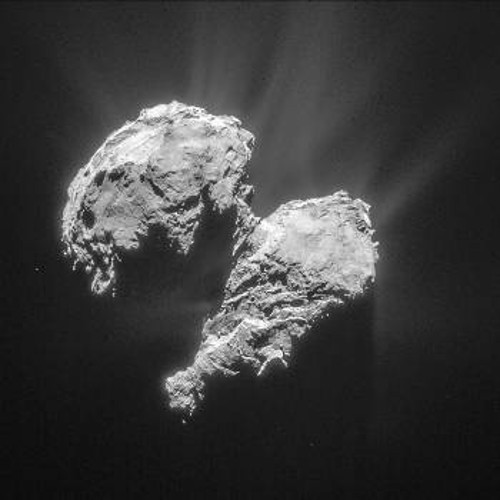 Μια αραιή ατμόσφαιρα έχει σχηματιστεί γύρω από τον κομήτη Τσουριούμοφ - Γκερασιμένκο, καθώς αυτός θερμαίνεται όλο και περισσότερο πλησιάζοντας στον Ηλιο. Από αυτά τα ρεύματα αερίων και σκόνης πέρασε η «Ροζέτα» την περασμένη Τετάρτη και έχασε τον προσανατολισμό της. Στο κάτω μέρος διακρίνεται η σκιά του κομήτη στην ψευδοατμόσφαιρα