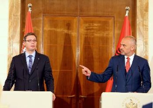 Από τη χτεσινή συνάντηση των πρωθυπουργών Αλβανίας και Σερβίας στα Τίρανα
