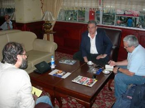Στιγμιότυπο από τη συνέντευξη που παραχώρησε την Τετάρτη ο Δ. Κουτσούμπας στην εφημερίδα του ΚΚ Τουρκίας, «Sol».