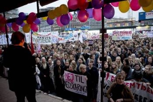 Από περσινή κινητοποίηση στην Κοπεγχάγη ενάντια στις περικοπές στην Παιδεία