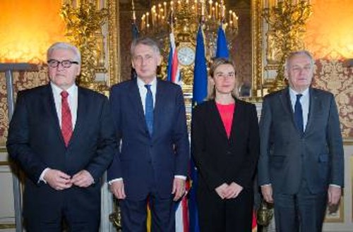 Από τη χτεσινή συνάντηση στο Παρίσι των ΥΠΕΞ Γαλλίας, Βρετανίας, Γερμανίας και της επικεφαλής της ΕΕ για την εξωτερική πολιτική