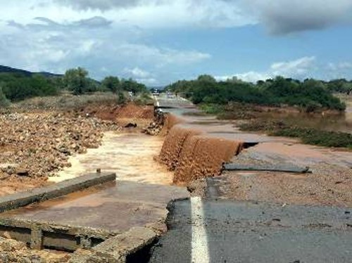 Μεγάλες οι καταστροφές στο οδικό δίκτυο, στο Γεράκι Λακωνίας