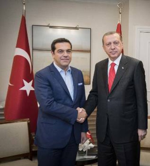 Από τη συνάντηση του Αλέξη Τσίπρα με τον Πρόεδρο της Τουρκίας, Ρετζέπ Ταγίπ Ερντογάν, στη Νέα Υόρκη
