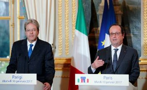 Ο Ιταλός πρωθυπουργός και ο Γάλλος Πρόεδρος στη χτεσινή συνάντησή τους στο Παρίσι