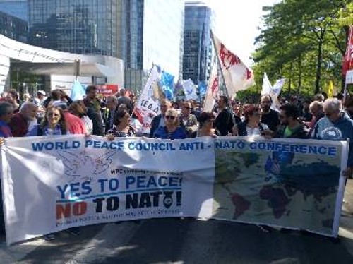 Το μπλοκ του ΠΣΕ στη χτεσινή διαδήλωση στις Βρυξέλλες