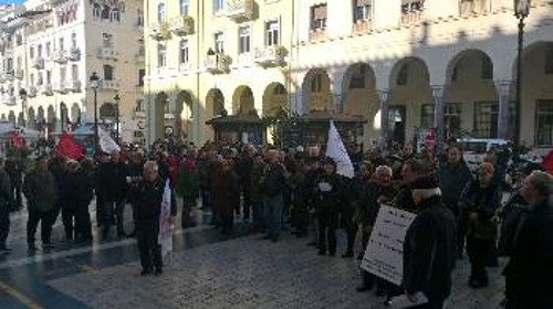Από τη διαμαρτυρία των συνταξιούχων στη Θεσσαλονίκη
