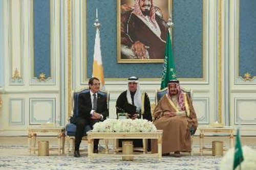 Από τη χτεσινή συνάντηση του Ν. Αναστασιάδη με τον Σαουδάραβα μονάρχη