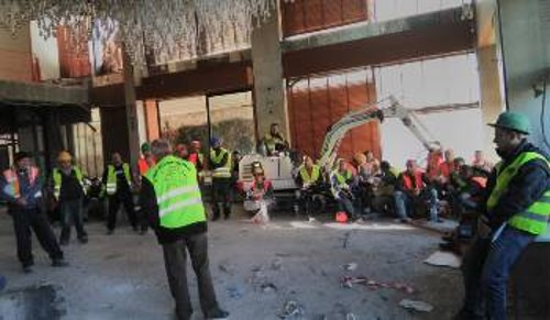 Από τη χτεσινή στάση εργασίας και συνέλευση στο εργοτάξιο ανακαίνισης του «Athens Ledra»