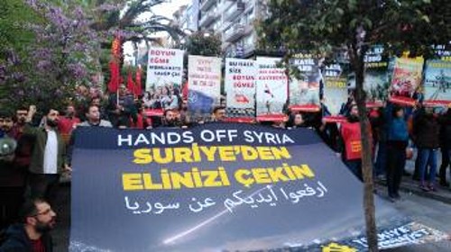 Από κινητοποιήση του ΚΚ Τουρκίας στην Κωνσταντινούπολη στις 14/4/18 ενάντια στην επίθεση στη Συρία