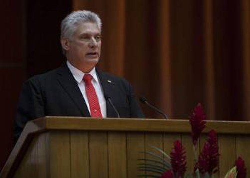 Ο νέος Πρόεδρος της Κούβας στη χτεσινή του ομιλία στην Εθνοσυνέλευση της Λαϊκής Εξουσίας