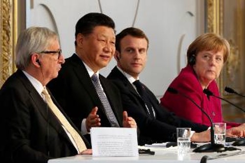 Από πρόσφατη συνάντηση του Κινέζου Προέδρου Σι Τζινπίνγκ με την Αγκ. Μέρκελ, τον Εμ. Μακρόν και τον πρόεδρο της Ευρωπαϊκής Επιτροπής Ζ. - Κλ. Γιούνκερ