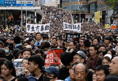 Από πρόσφατη νέα διαμαρτυρία στο Χονγκ Κονγκ