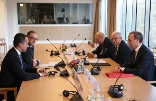 Από τη χτεσινή συνάντηση στις Βρυξέλλες ανάμεσα στους ΥΠΕΞ Γερμανίας, Γαλλίας, Βρετανίας και Ιταλίας και τον επικεφαλής Εξωτερικής Πολιτικής και Αμυνας της ΕΕ