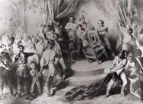 Εθνοφρουροί και οπλισμένοι εργάτες στην αίθουσα του θρόνου στον Κεραμεικό, 24 Φλεβάρη 1848