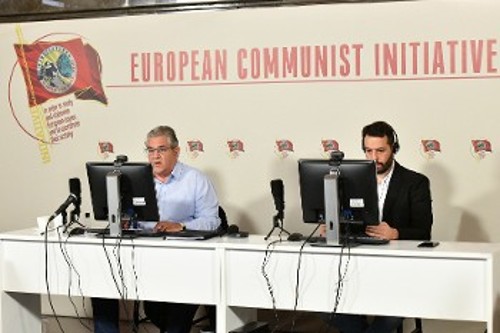 Ο Δ. Κουτσούμπας, ΓΓ της ΚΕ του ΚΚΕ, και ο Λ. Νικολάου - Αλαβάνος, μέλος του Τμήματος Διεθνών Σχέσεων της ΚΕ και ευρωβουλευτής του Κόμματος