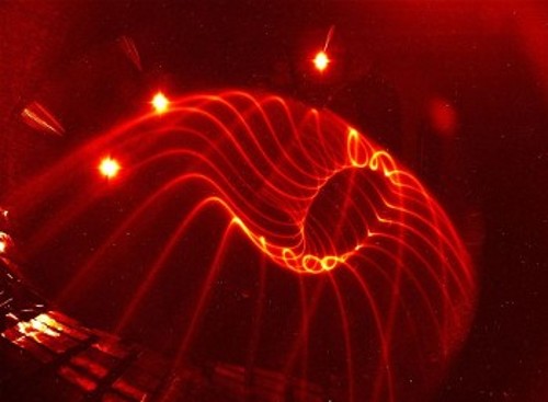 Οι μαγνητικές δυναμικές γραμμές σχηματίζουν μια επιφάνεια. Μέσα στον κλειστό χώρο που σχηματίζεται από αυτές τις επιφάνειες παγιδεύεται το πλάσμα στους αντιδραστήρες πυρηνικής σύντηξης (εδώ εικόνα από δοκιμή παραγωγής πλάσματος στον Wendelstein 7-X)