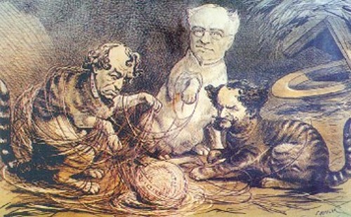 Η Ρωσία, η Αγγλία και η Αυστρία ασχολούνται με το «Ανατολικό Ζήτημα», Γελοιογραφία (1878)