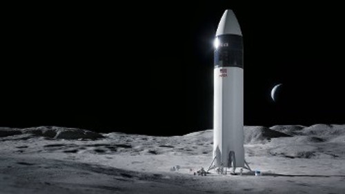 Καλλιτεχνική απεικόνιση του διαστημοπλοίου που σχεδιάζει η «SpaceX» για επανδρωμένες αποστολές στη Σελήνη αλλά και στον Αρη