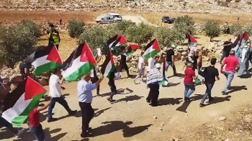Από τη διαδήλωση των Παλαιστινίων που χτυπήθηκε από τις κατοχικές δυνάμεις