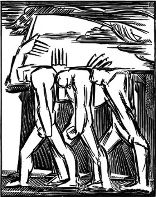 «Πορεία», ξυλογραφία του Χρίστου Δαγκλή, 1969