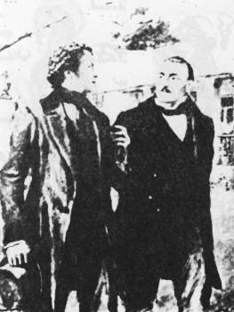 Ο Αλ. Πούσκιν και ο Κ. Σταμάτης. Από πίνακα του ζωγράφου Μπ. Λέμπεντεφ