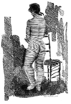 «Γυμνό (πλάτη)», ξυλογραφία, 25,2x37 εκ., 1974