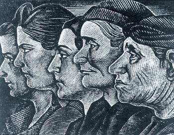 Γ. Δήμου, «Γυναίκες της Αντίστασης», (ξυλογραφία, 1944)