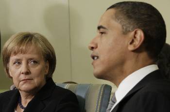 Η καγκελάριος της Γερμανίας, Α. Μέρκελ, με τον Πρόεδρο των ΗΠΑ, Μπ. Ομπάμα
