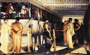 Πίνακας του Αλμα Ταντέμα που απεικονίζει τον Περικλή και την Ασπασία στο εργοτάξιο του Παρθενώνα, όπου θαυμάζουν τη ζωφόρο