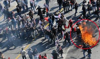 6. Με μολότοφ επιχειρούν να κάψουν διαδηλωτές