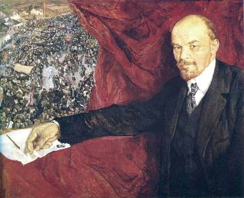 Λεπτομέρεια του πίνακα «Ο Λένιν και η διαδήλωση» του Ι. Μπρόντσκι