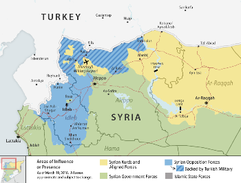Οι δυνάμεις που επιχειρούν - συγκρούονται σήμερα στη Βόρεια Συρία, κατά την αναφορά του Κογκρέσου των ΗΠΑ