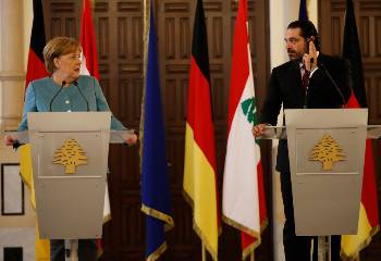 Από την κοινή συνέντευξη Τύπου της Γερμανίδας καγκελαρίου Αγκελα Μέρκελ με τον Λιβανέζο πρωθυπουργό Σαάντ Χαρίρι