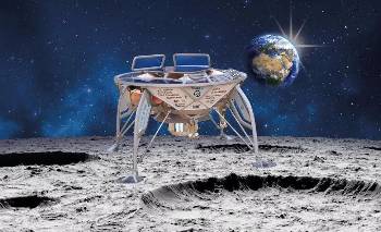 Καλλιτεχνική απεικόνιση της διαστημοσυσκευής «Beresheet» στη Σελήνη