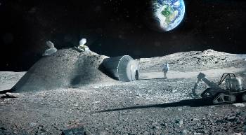 Καλλιτεχνική απεικόνιση σεληνιακής βάσης που θα κατασκευάζεται επιτόπου με εκτυπωτή 3D