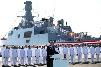 Ο Ερντογάν στα εγκαίνια της νέας κορβέτας του τουρκικού Πολεμικού Ναυτικού