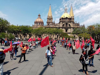 Από τη συγκέντρωση του ΚΚ Μεξικού για τη φετινή Εργατική Πρωτομαγιά εν μέσω πανδημίας